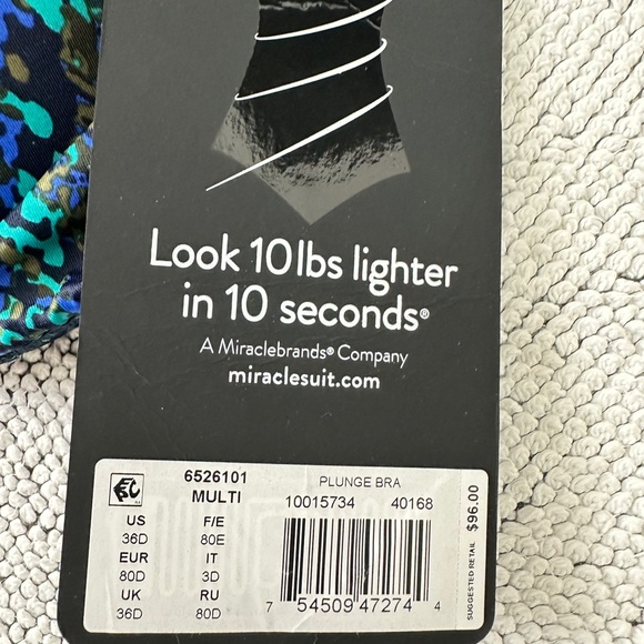 Miraclesuit Basilisk Plunge Bikini Swim Top Womens Sz 36D - Picture 8 of 8